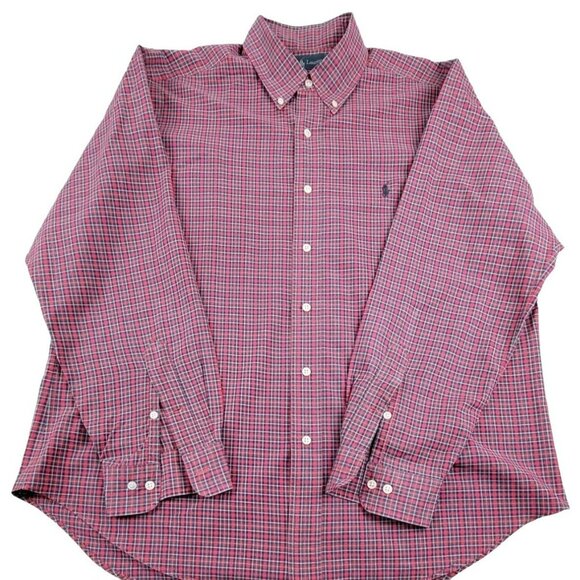 Ralph Lauren Mens Plaid Shirt Red Blue Green Long Sleeve 16 1/2  34/35  JH1048 - Picture 1 of 5